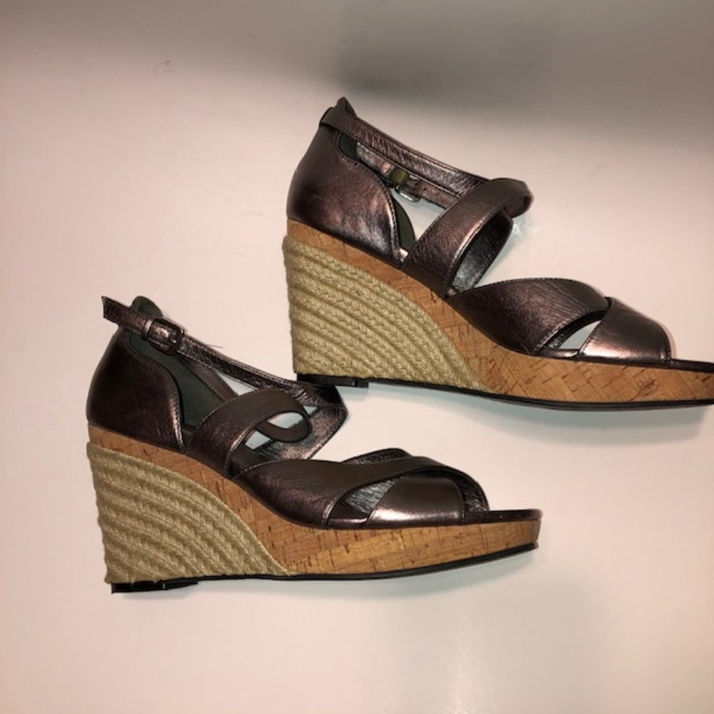 Sz 8 Cole Haan Air Marisa Silver Gunsmoke Wedge Sandals NWOT - Picture 10 of 16
